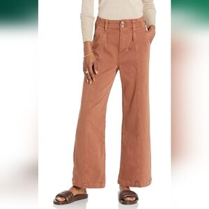 Paige $118 Brooklyn High Waist Wide Leg Cropped Jeans Size 30 Brick Red/Brown